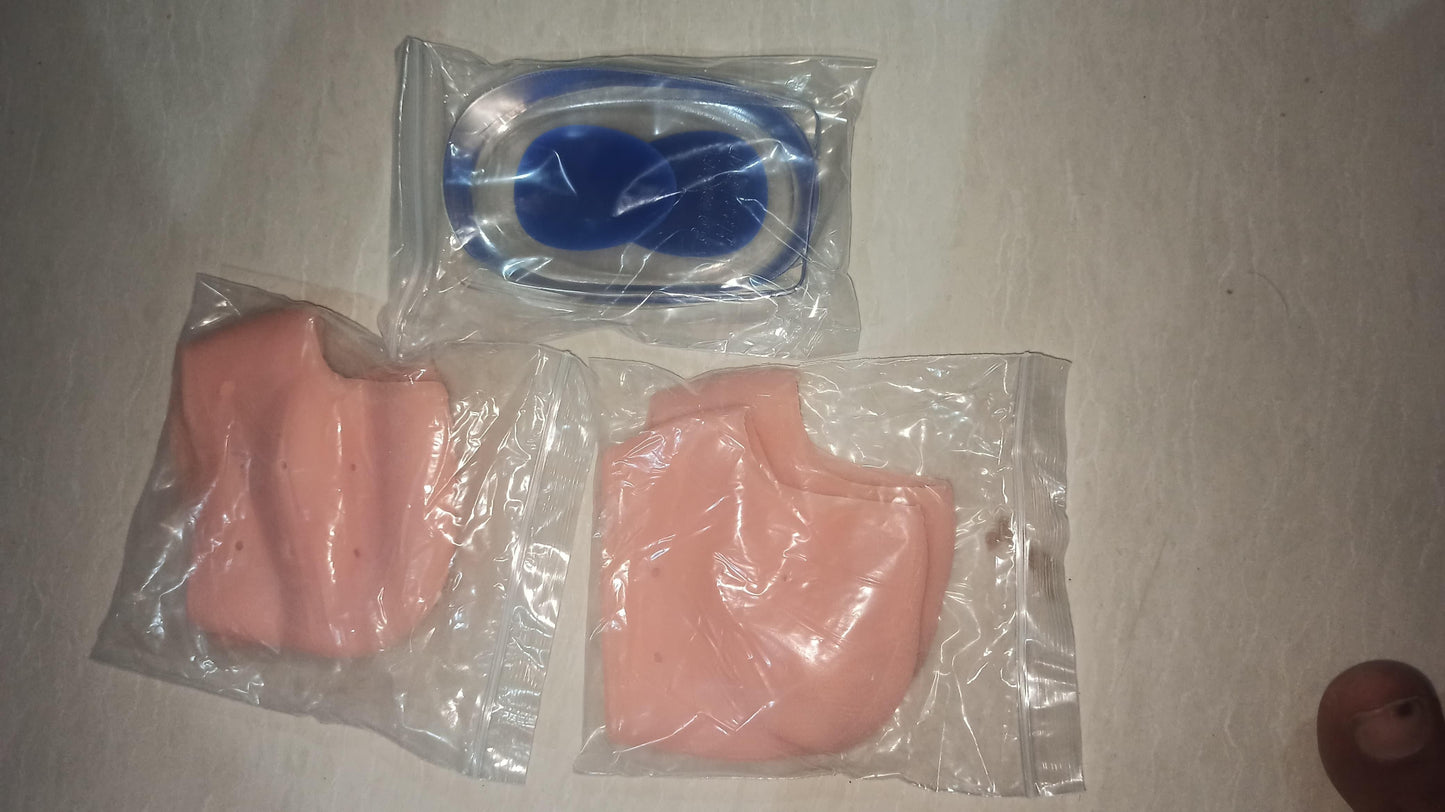 Dual Defense Heel Pack (2 Pair Orthopedic Heel Pad + 1 Pair Heel Protector)